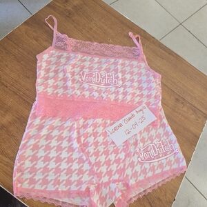 Von Dutch 2pc. Pink Houndstooth Cami and Shorts Set